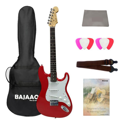 fender electric guitars bundles red fender squier mm stratocaster 6-string electric guitar - maple neck with gigbag, polishing cloth, strap, picks & ebook   