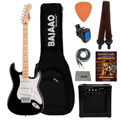 Fender Electric Guitars Bundles SSS / Black / Maple Fender Squier Sonic Stratocaster Electric Guitar Pro Bundle with Amplifier, Gigbag, Tuner, Strap, Picks, Cable, Polishing Cloth & Ebook