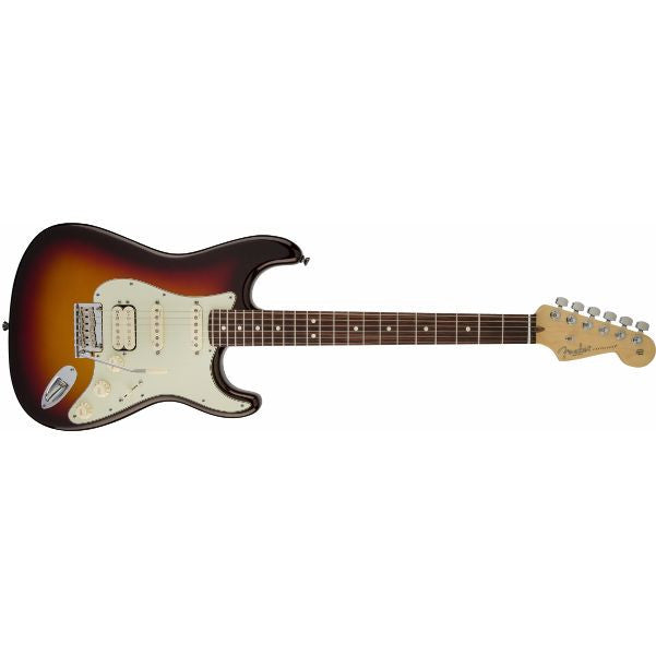 fender electric guitars fender american deluxe stratocaster electric guitar plus hss, rosewood fingerboard, mystic 3-color sunburst