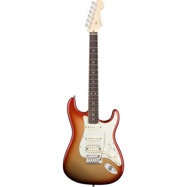 fender electric guitars fender american deluxe stratocaster hss, rosewood fretboard - sunset metallic