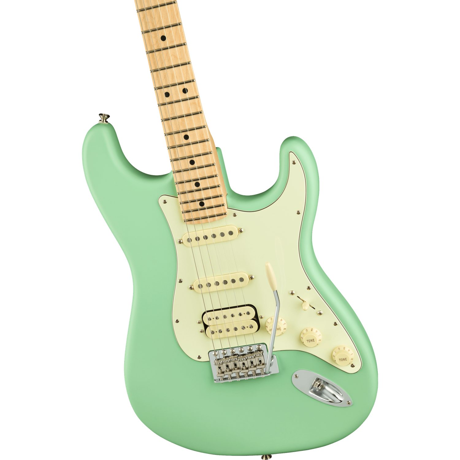 Fender Electric Guitars Fender American Performer Stratocaster 6-String HSS Electric Guitar #color_satin-surf-green
