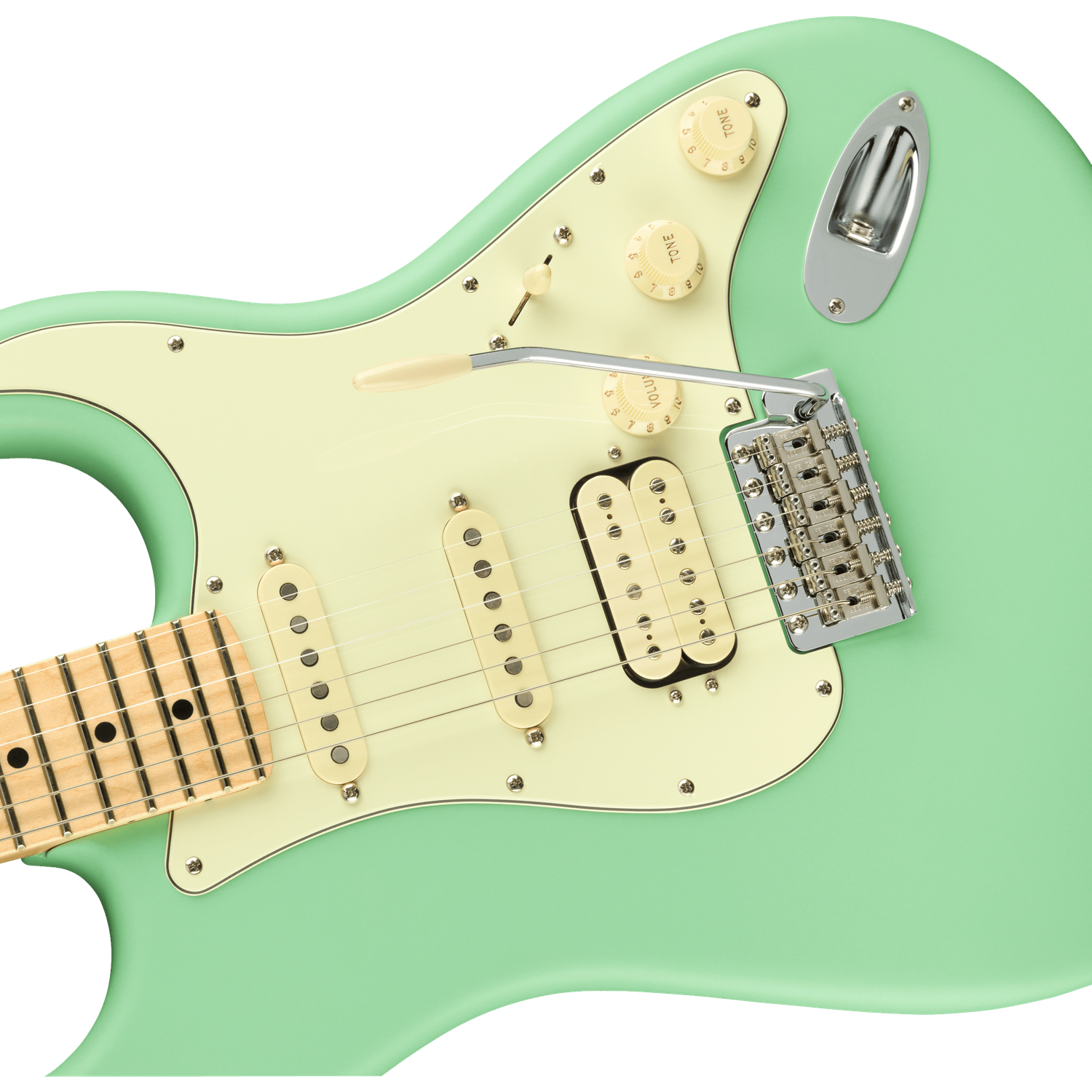 Fender Electric Guitars Fender American Performer Stratocaster 6-String HSS Electric Guitar #color_satin-surf-green