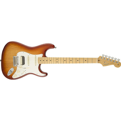 fender electric guitars fender american standard stratocaster electric guitar hss shawbucker, maple fingerboard, sienna sunburst (ash)