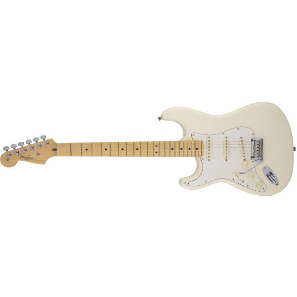 fender electric guitars fender american standard stratocaster electric guitar left-handed, maple fingerboard, olympic white