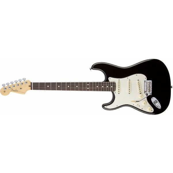 fender electric guitars fender american standard stratocaster electric guitar left-handed, rosewood fingerboard, black