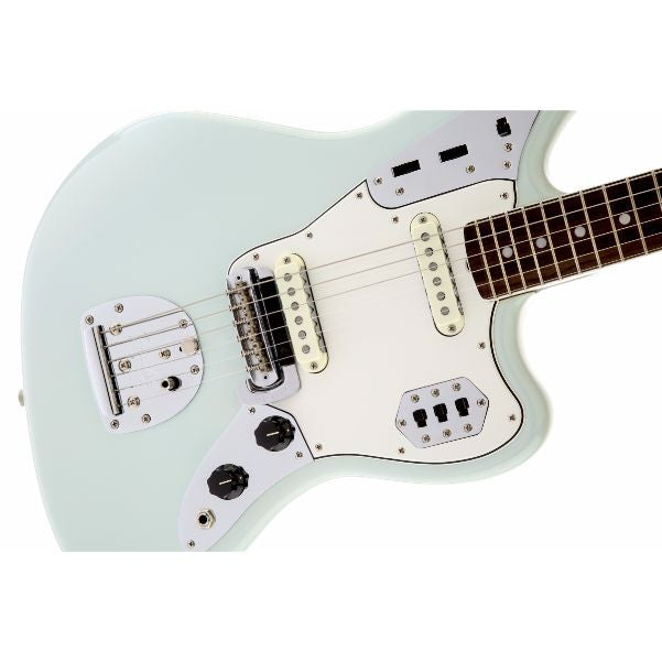 fender electric guitars fender american vintage '65 jaguar electric guitar, bound round-lam rosewood fingerboard, sonic blue