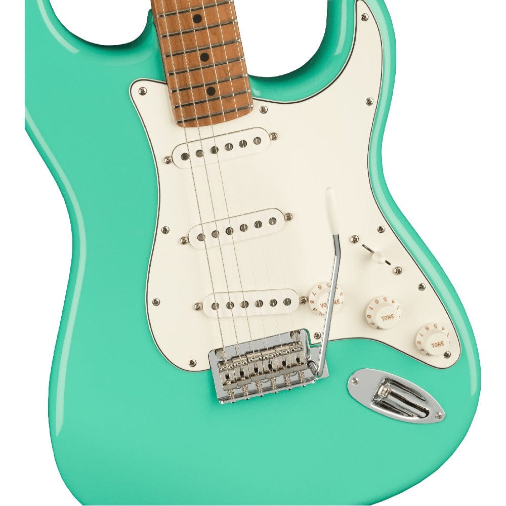 fender electric guitars fender limited edition player stratocaster 6 string electric guitar     #color_sea-foam-green,fingerboard_roasted-maple