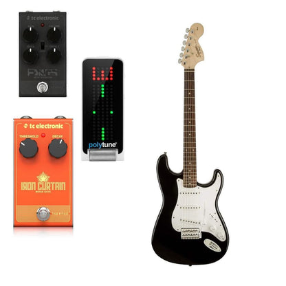 fender electric guitars fender squier mm stratocaster 6-string electric guitar with maple neck with tc effect pedals bundle