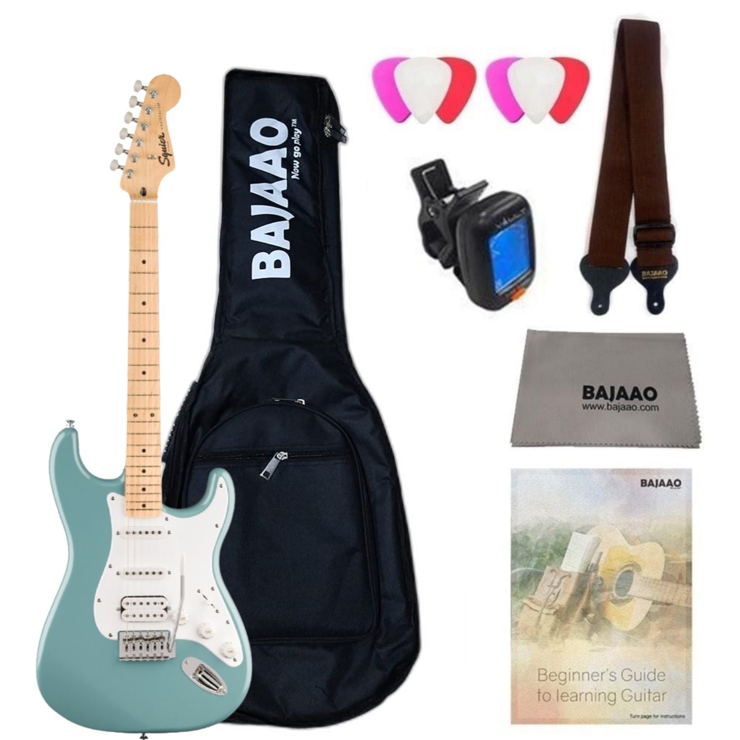 Fender Electric Guitars HSS / FSR Sonic Gray / Maple Fender Squier Sonic Stratocaster Electric Guitar with Bag,Polishing Cloth, Strap, Tuner, Pick and Ebook #pickup-configuration_hss,color_fsr-sonic-gray,fretboard_maple