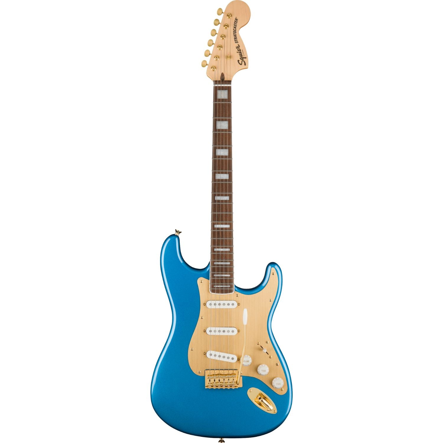Fender Electric Guitars Lake Placid Blue / Indian Laurel Fender Squier 40th Anniversary Stratocaster Gold Edition Electric Guitar