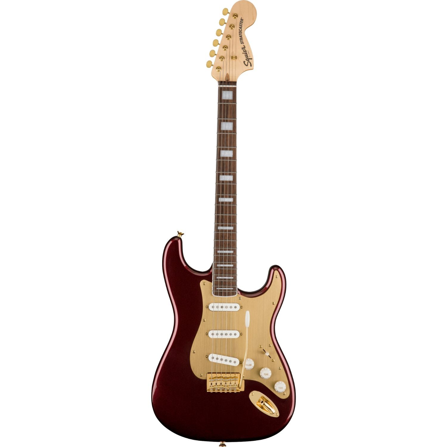 Fender Electric Guitars Ruby Red Metallic / Indian Laurel Fender Squier 40th Anniversary Stratocaster Gold Edition Electric Guitar