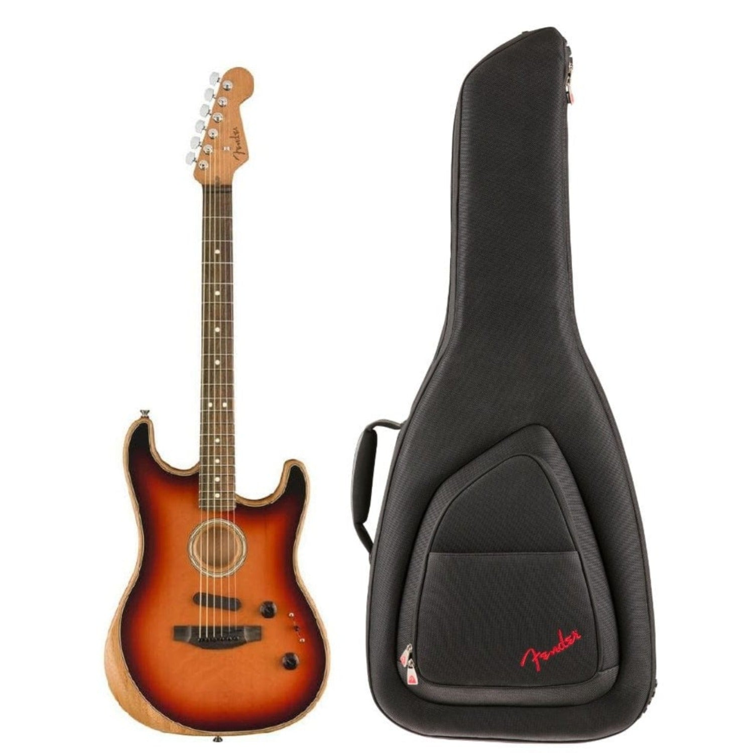 Fender Electro Acoustic Guitars 3-Color Sunburst Fender Acoustasonic Stratocaster 6-Strings Electro Acoustic Guitar With Gig Bag