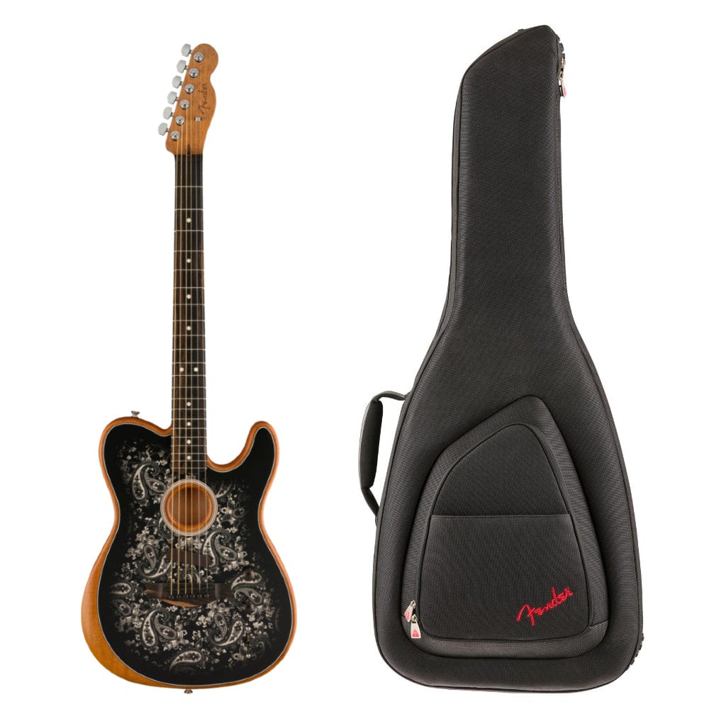 fender electro acoustic guitars black paisley fender american acoustasonic telecaster 6 string electro acoustic guitar    #color_black-paisley