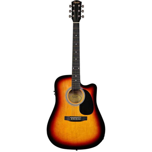 fender electro acoustic guitars sunburst fender squier sa-105ce cutaway electro acoustic guitar    #color_sunburst