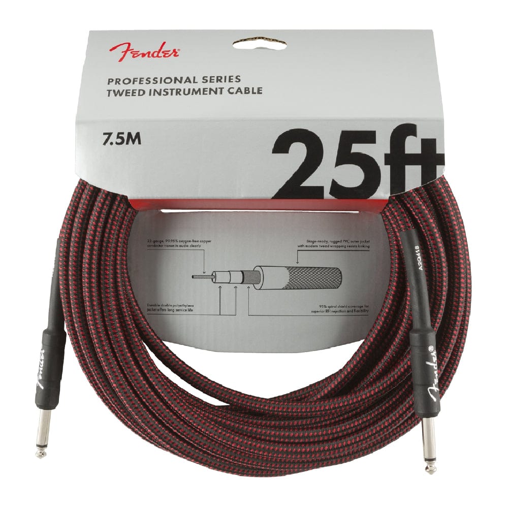 fender guitar cables red tweed fender professional series 25ft instrument cable    #color_red-tweed