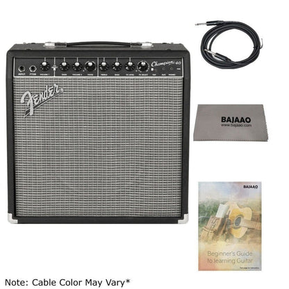 fender guitar combo amplifiers fender champion 40 watts guitar combo amplifier with cable, polishing cloth & e-book