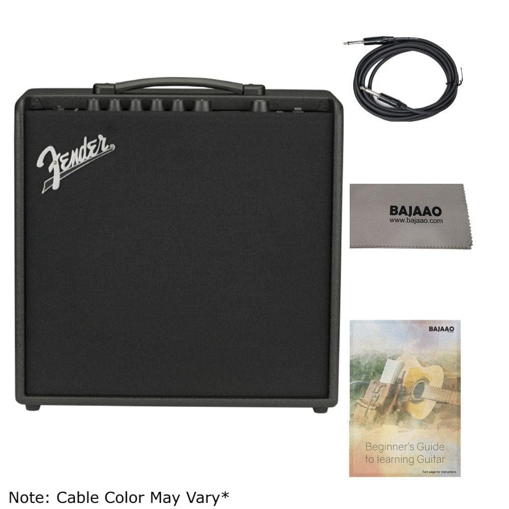 fender guitar combo amplifiers fender mustang lt50 230v combo guitar amplifier with cable, polishing cloth & e-book
