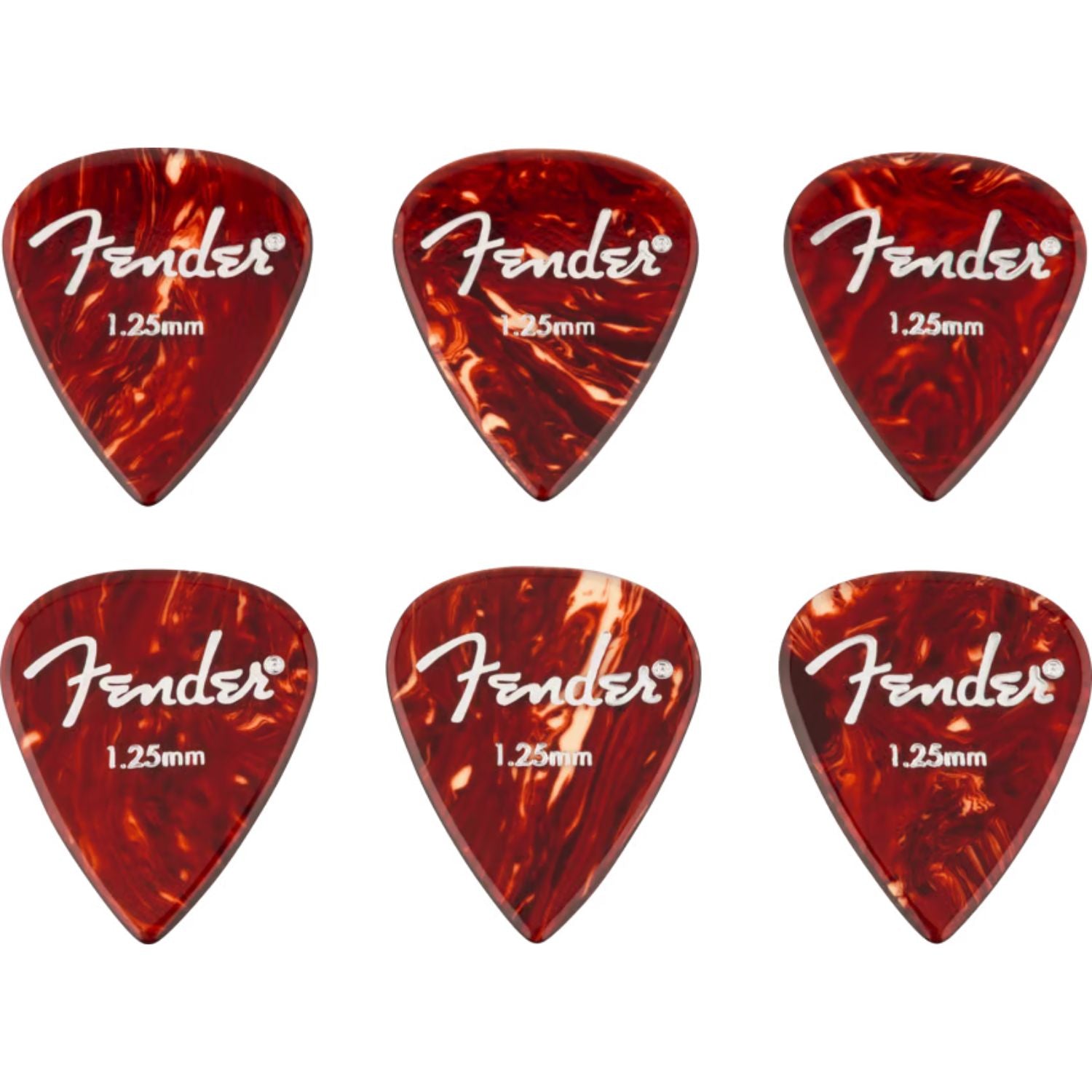 Fender Guitar Picks 1.25mm Fender Aero Acrylic Tortoiseshell Guitar Picks - Pack of 6
