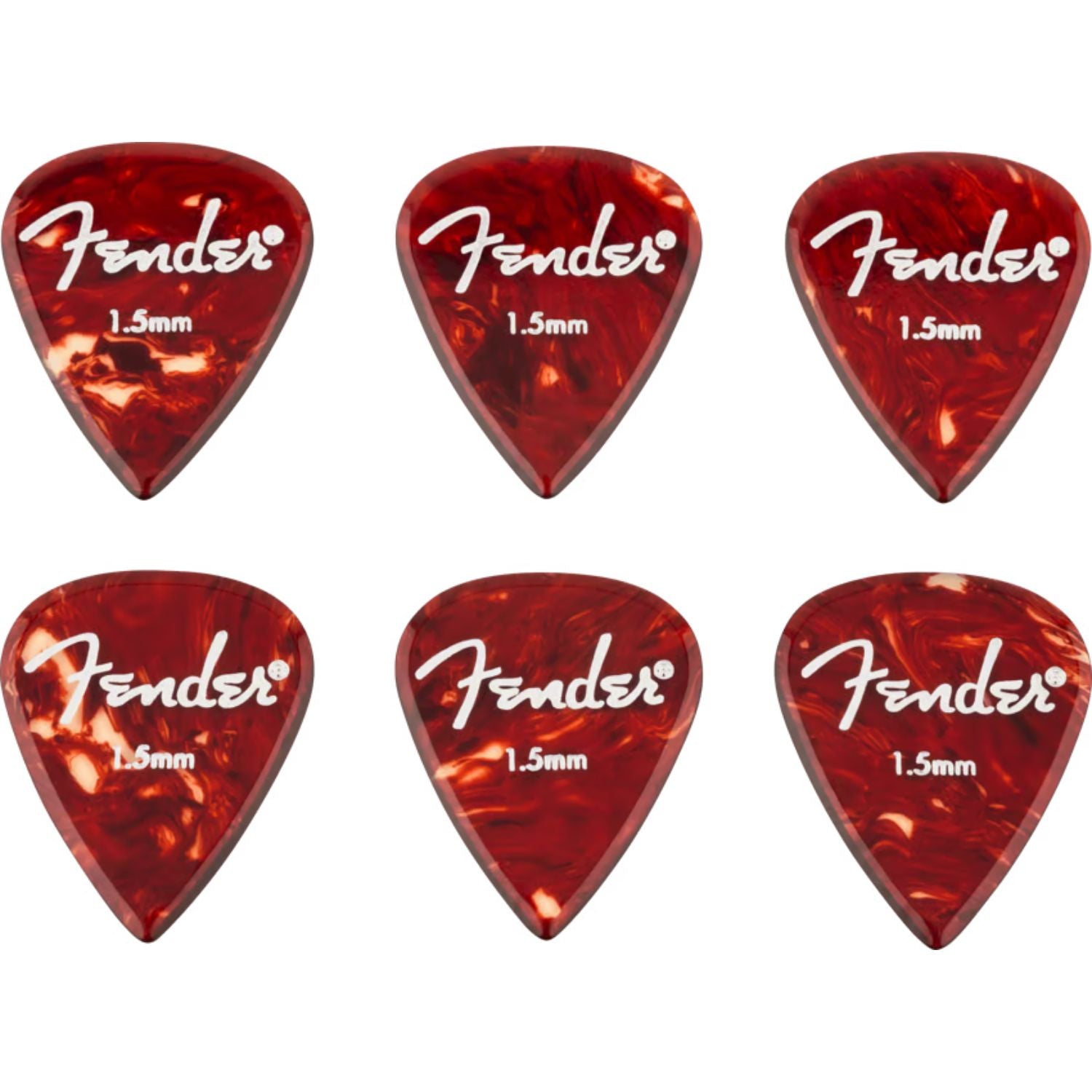 Fender Guitar Picks 1.5mm Fender Aero Acrylic Tortoiseshell Guitar Picks - Pack of 6