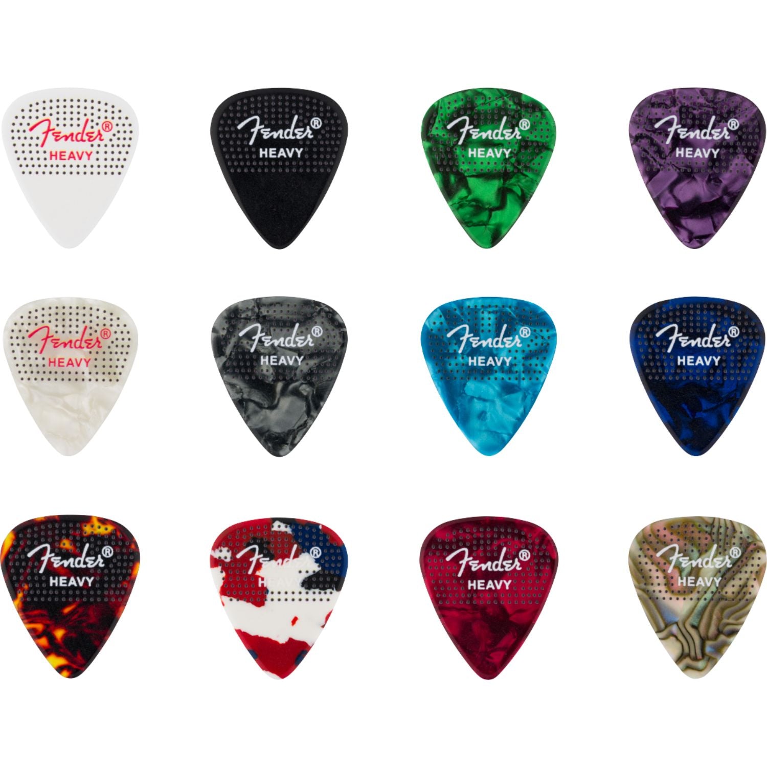 Fender Guitar Picks Heavy Fender Dotted Celluloid 351 Shape Guitar Pick - Pack of 12