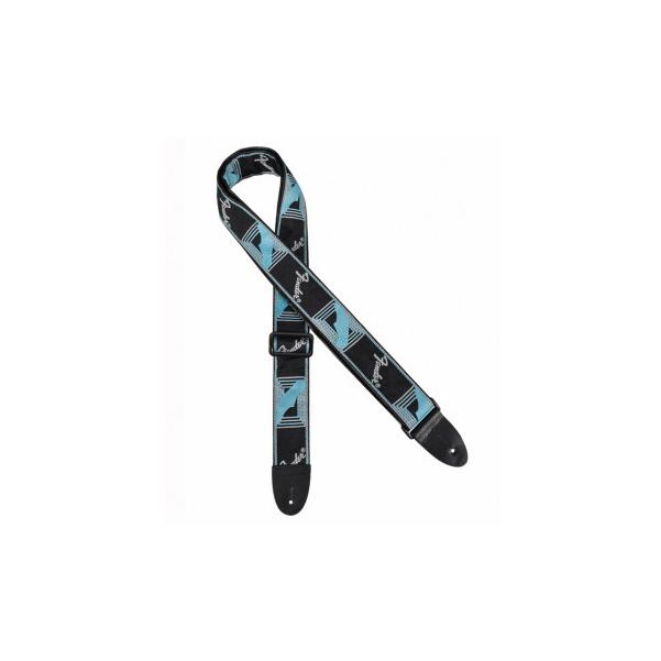 fender guitar straps fender 2inch monogrammed straps -  black/light grey/blue