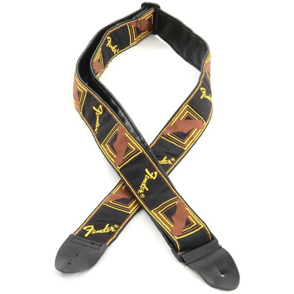 fender guitar straps fender 2inch monogrammed straps -  black/yellow/brown