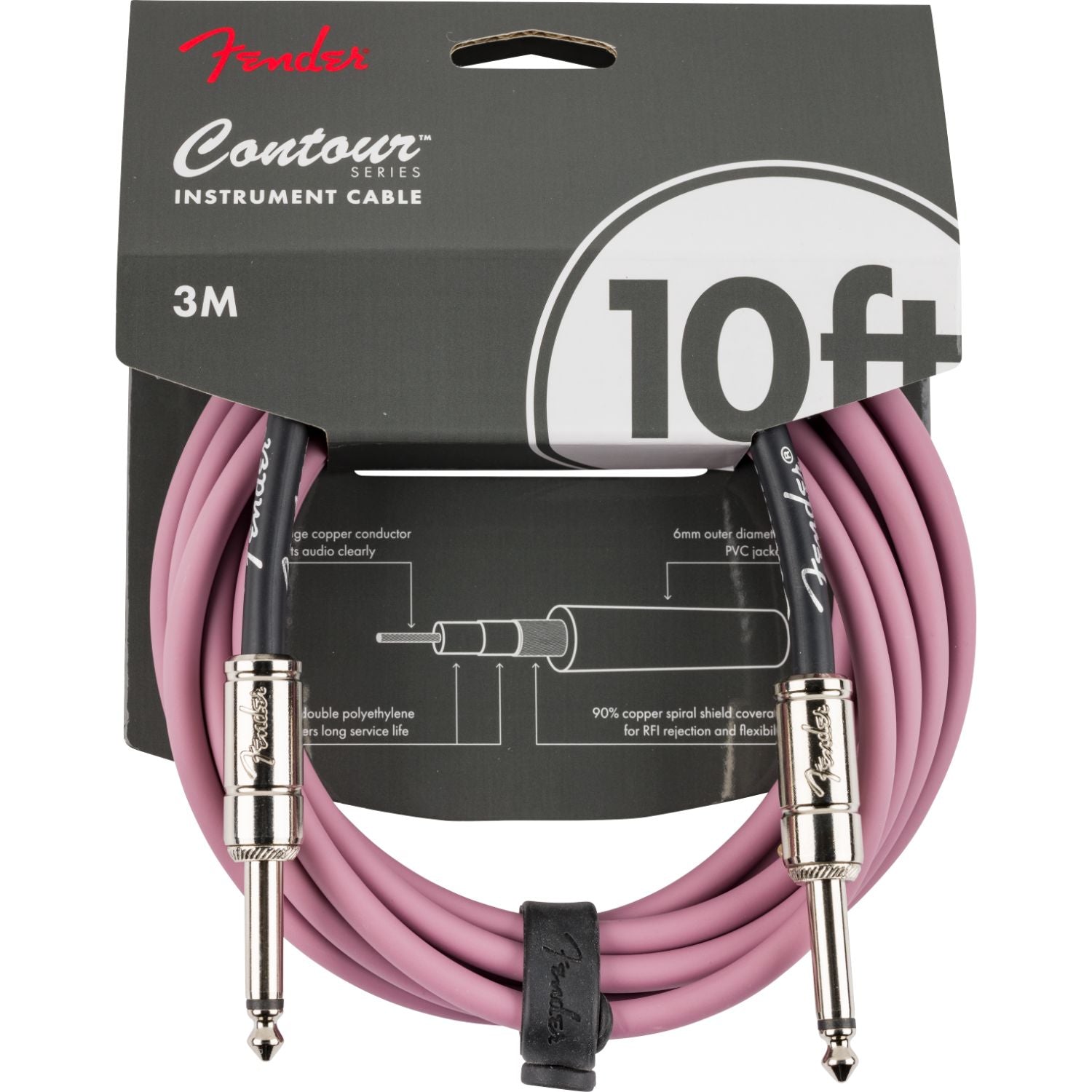 Fender Instrument Cables Burgundy Mist Fender Contour 10' Instrument Cable