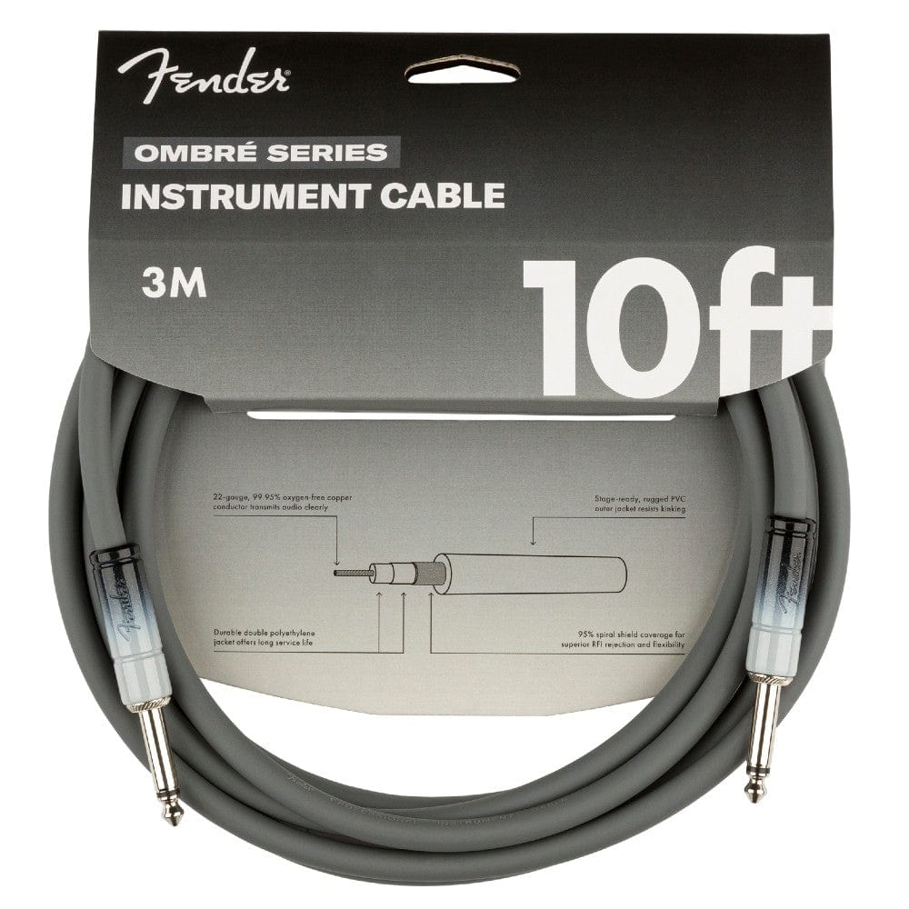 fender instrument cables fender 10' ombre instrument cable   #color_silver-smoke