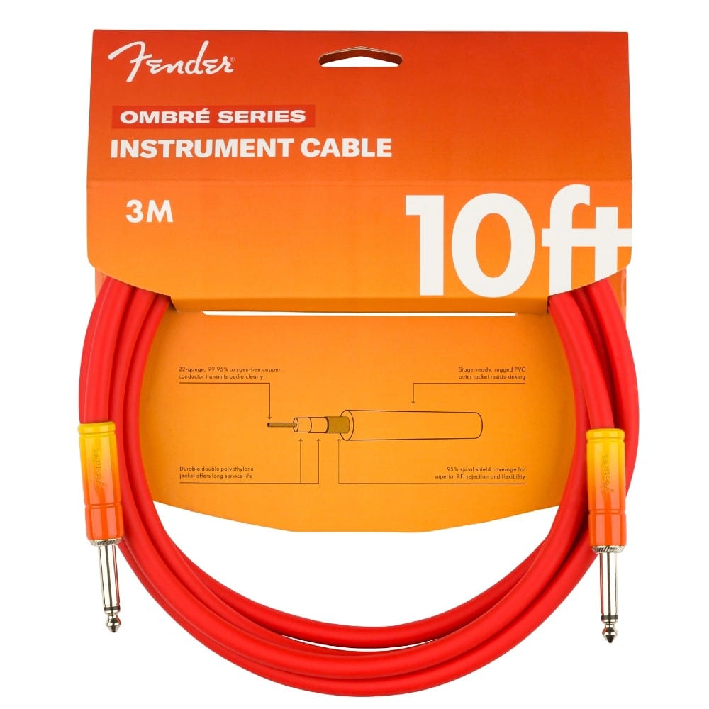 fender instrument cables fender 10' ombre instrument cable   #color_tequila-sunrise