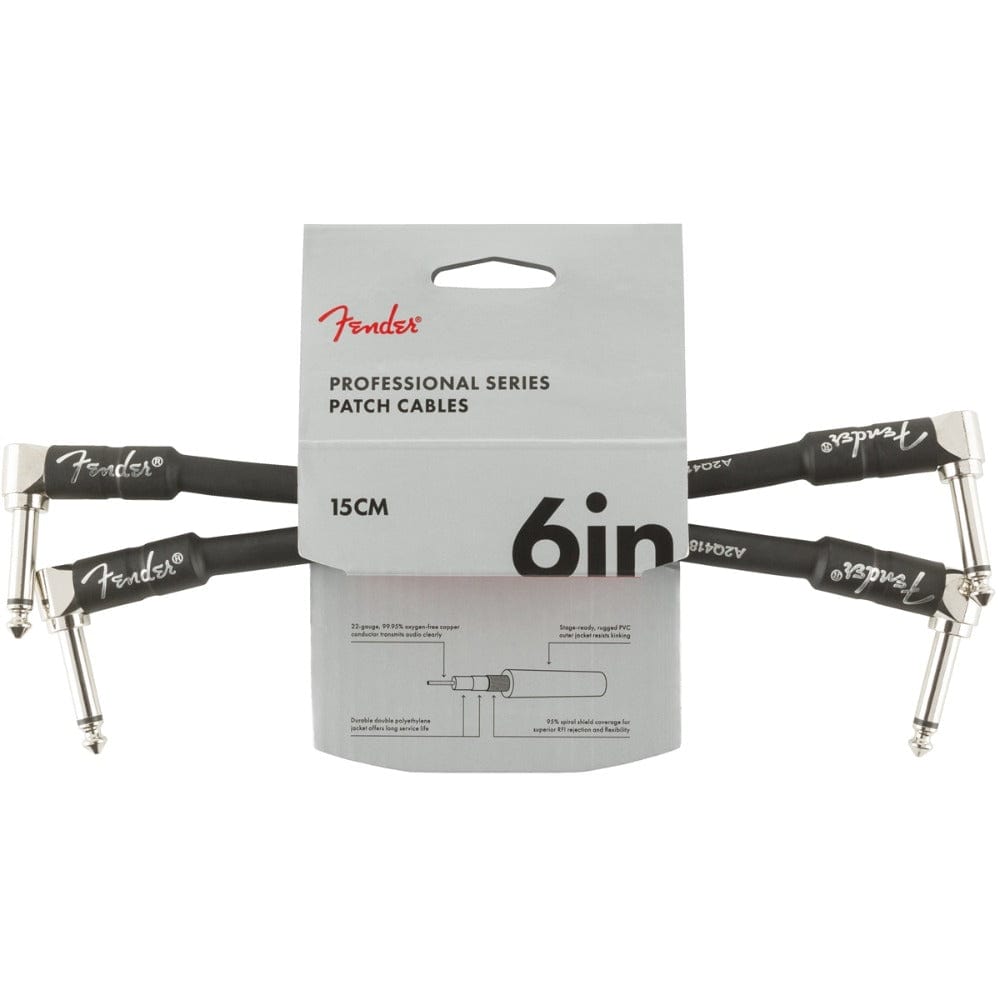 fender instrument cables fender professional series angled to angled 6" instrument cable - pack of 2