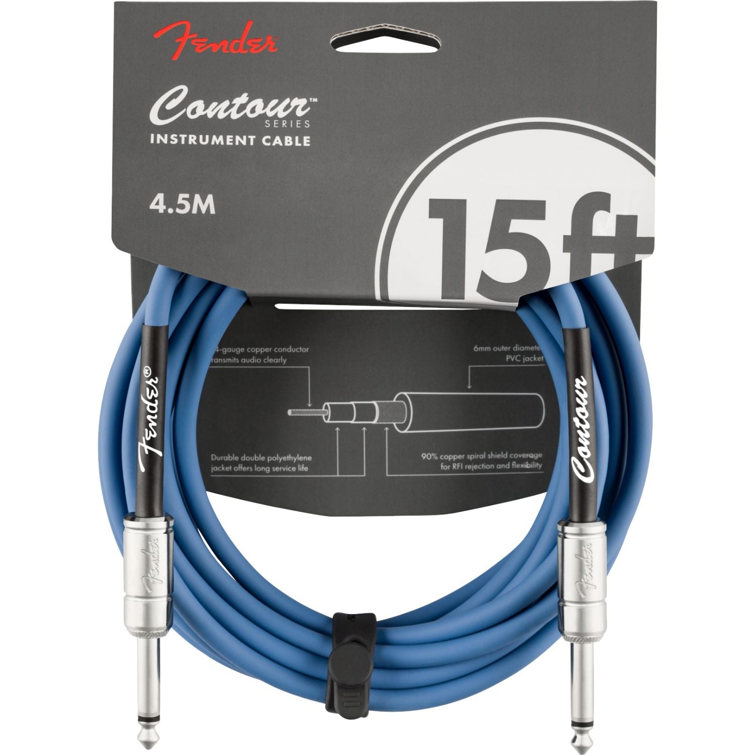 Fender Instrument Cables Lake Placid Blue Fender Contour 15' Instrument Cable 