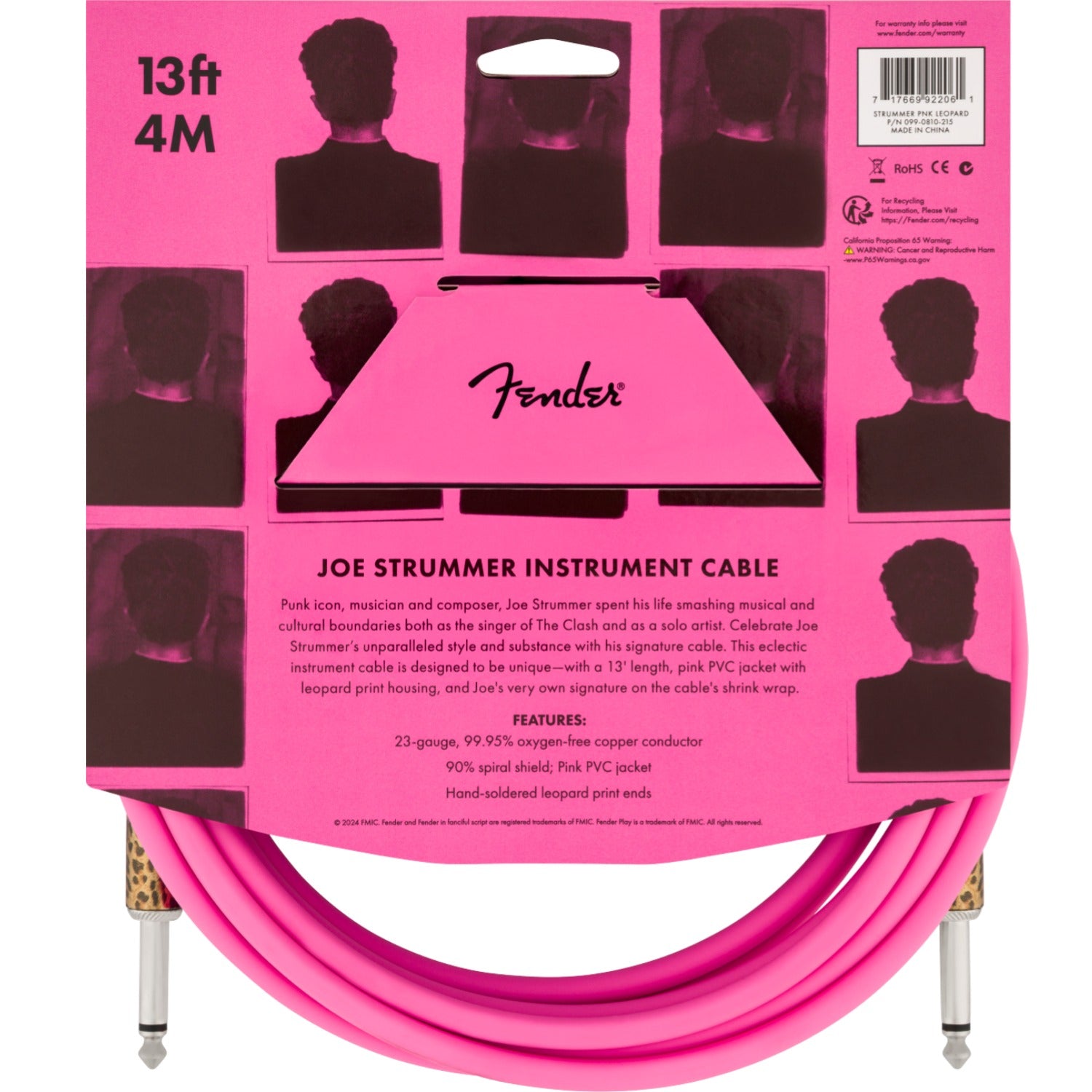 Fender Instrument Cables Pink Leopard / 13ft Fender Joe Strummer Instrument Cable