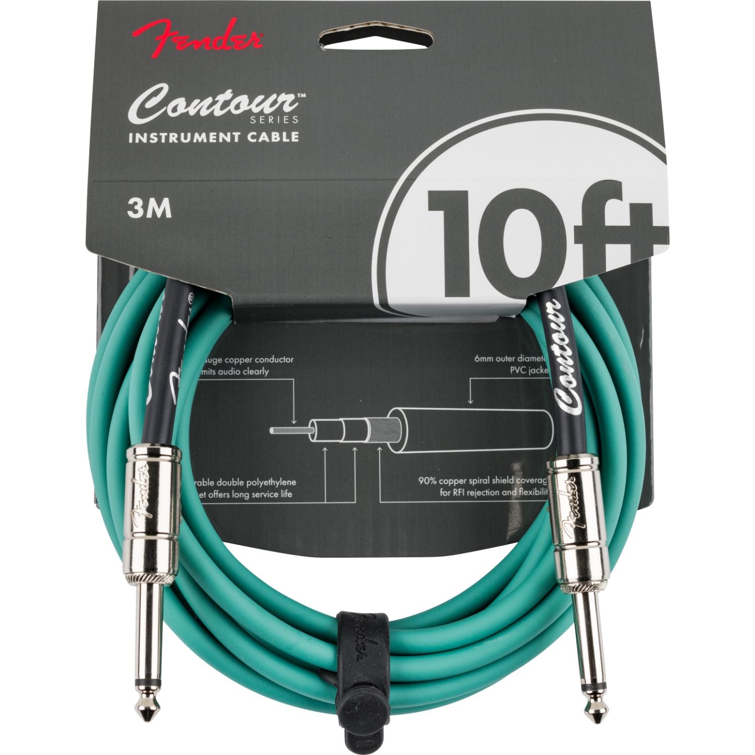 Fender Instrument Cables Sherwood Green Fender Contour 10' Instrument Cable