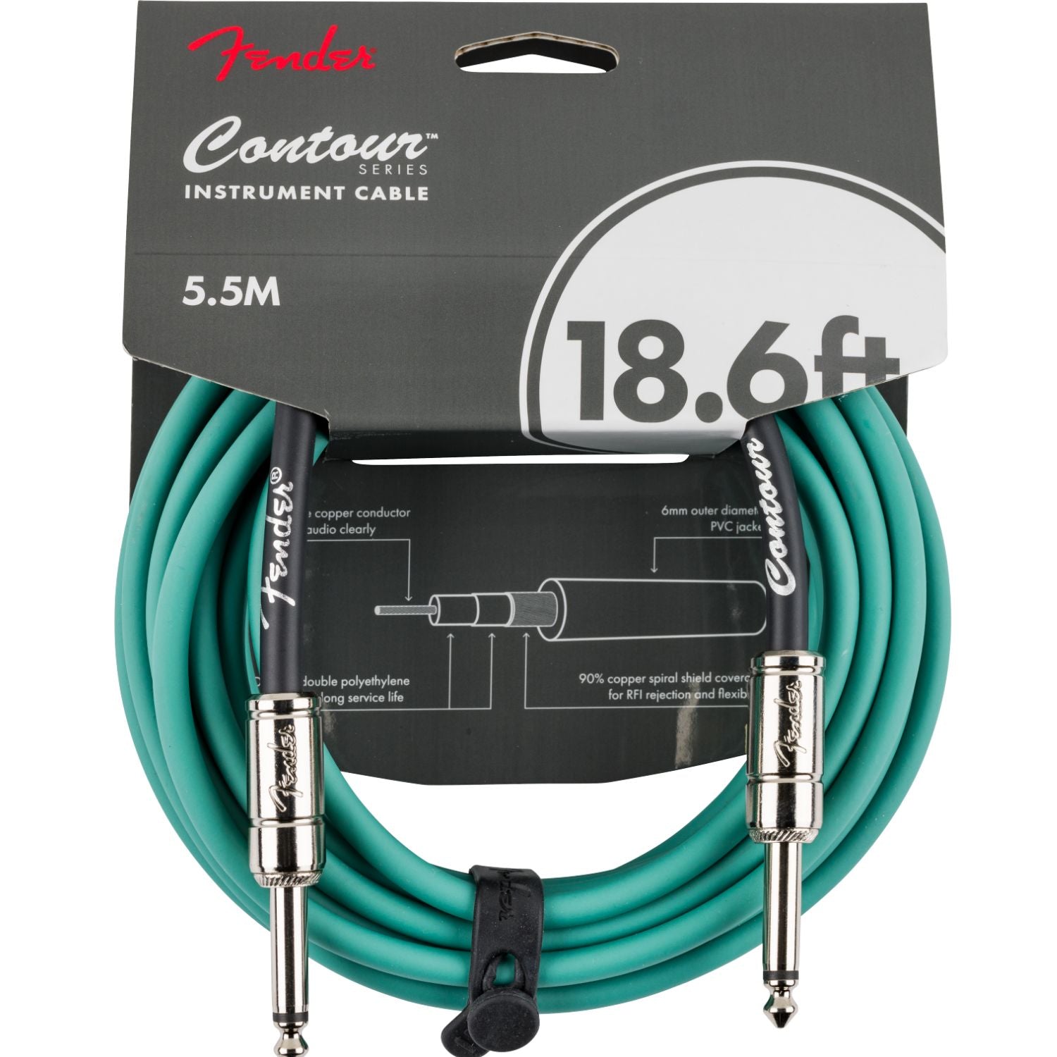 Fender Instrument Cables Sherwood Green Fender Contour 18.6' Instrument Cable