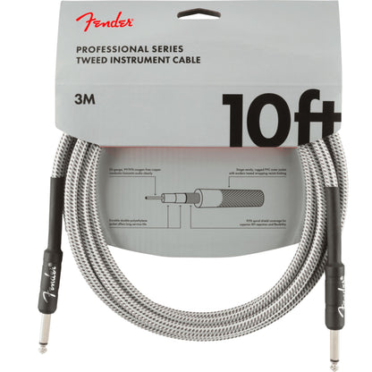 Fender Instrument Cables White Tweed / 10ft Straight / Straight Fender Professional Series 3M Instrument Cable
