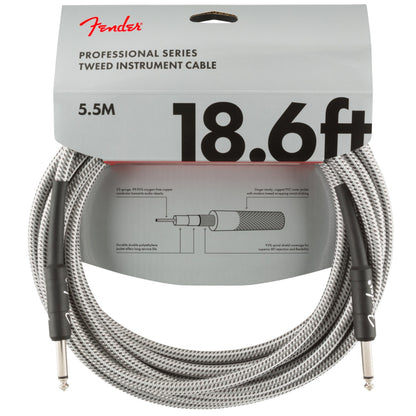 Fender Instrument Cables White Tweed / 18.6ft Fender Professional Series Straight to Straight  18.6 Foot Instrument Cable