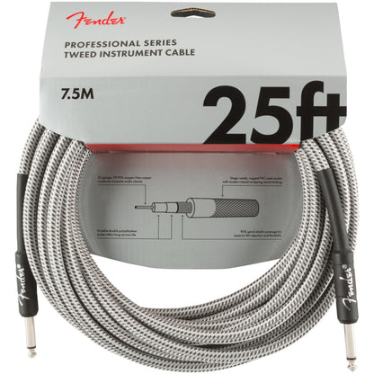 Fender Instrument Cables White Tweed / 25ft Fender Professional Series Instrument Cable