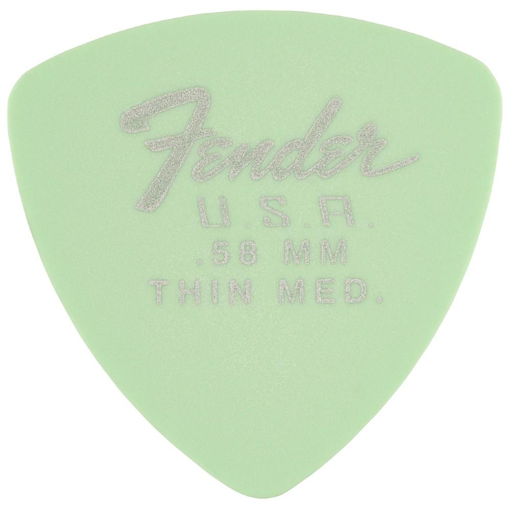 fender picks fender dura tone delrin guitar pick 346 shape- thin med- pack of 12- surf green
