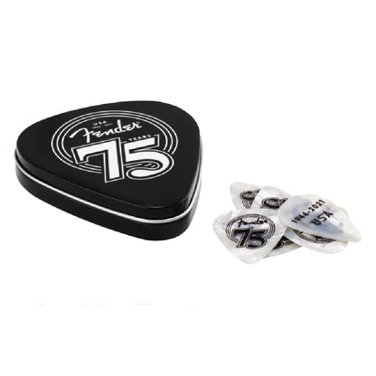 fender picks white pearl fender 75th anniversary pick tin - 18 count   