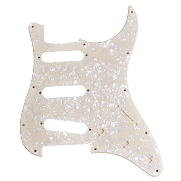 fender pickups fender cream pearl pickguard sss 11 hole 1-ply for strat replacement