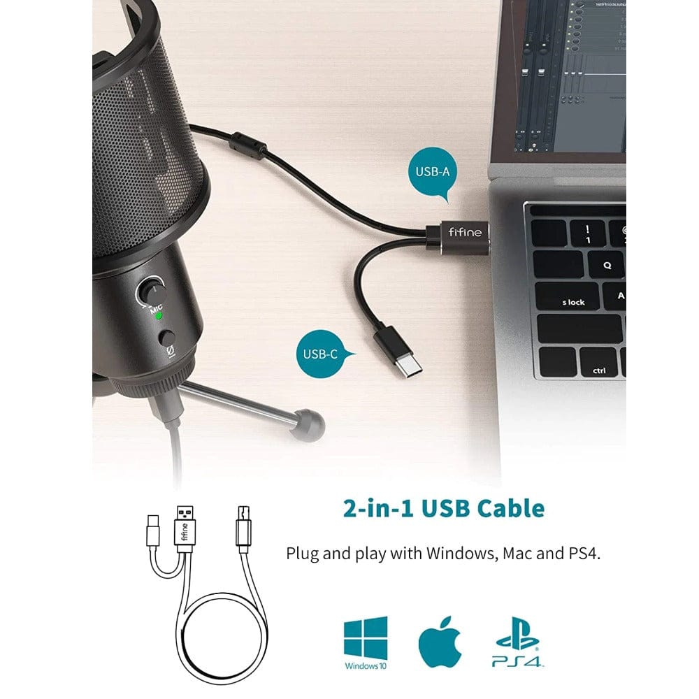 fifine condenser microphones fifine k683a usb-c plug desktop condenser microphone