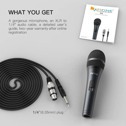 Fifine Dynamic Microphones Fifine K6 Wired Handheld Cardioid Dynamic Microphone