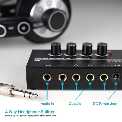Fifine Headphone Amplifiers Fifine N6 4 Channel Stereo Headphone Amplifier Mixer