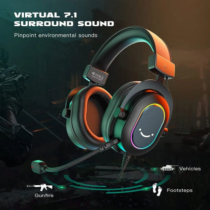 fifine on-ear wired headphones fifine h6-7.1 surround sound rgb wired gaming headphone
