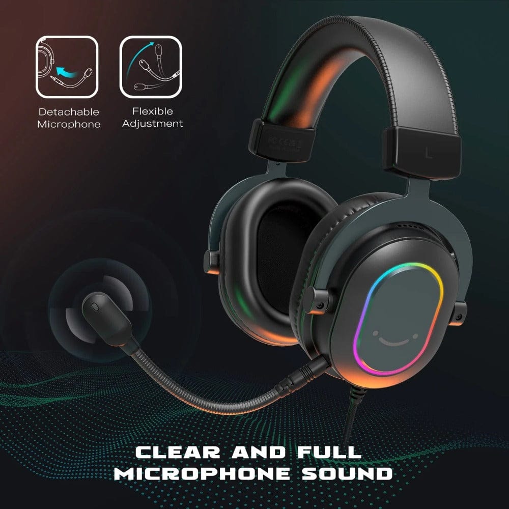 fifine on-ear wired headphones fifine h6-7.1 surround sound rgb wired gaming headphone