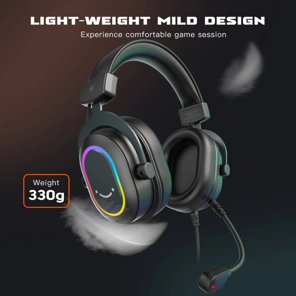 fifine on-ear wired headphones fifine h6-7.1 surround sound rgb wired gaming headphone