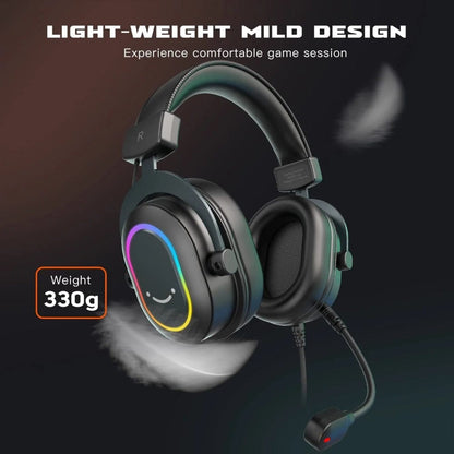 fifine on-ear wired headphones fifine h6-7.1 surround sound rgb wired gaming headphone