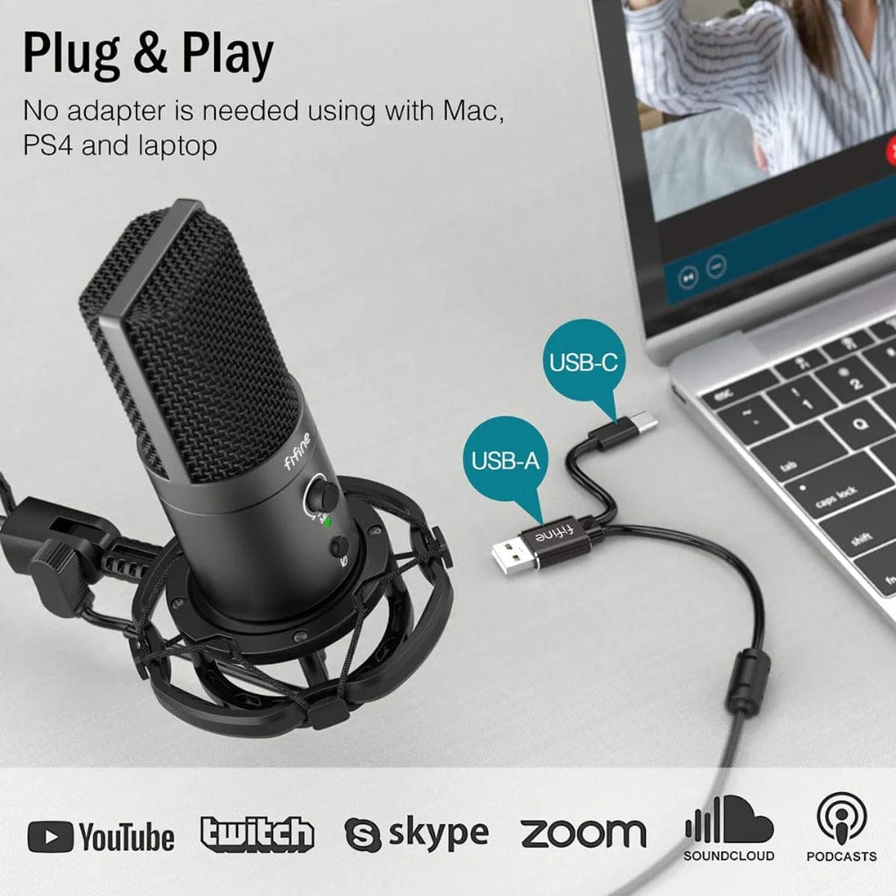 Microphone FIFINE K670 USB - Argent - Pour PC, Podcasting - Comme Neuf
