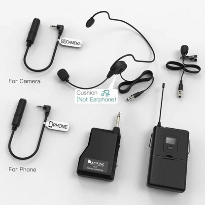 fifine wireless systems fifine k037b wireless lavalier lapel microphone with headset