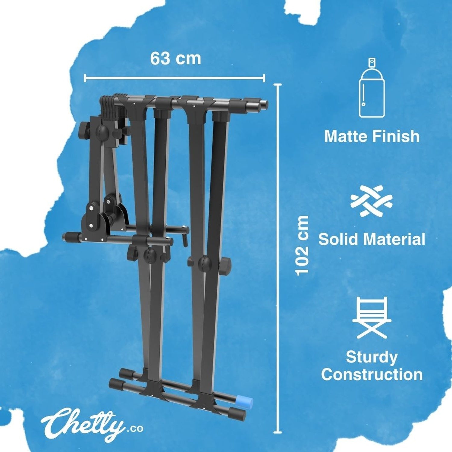 Chetty TT14 Two-Tier Double Braced Keyboard Stand with 11 level Gear Locking